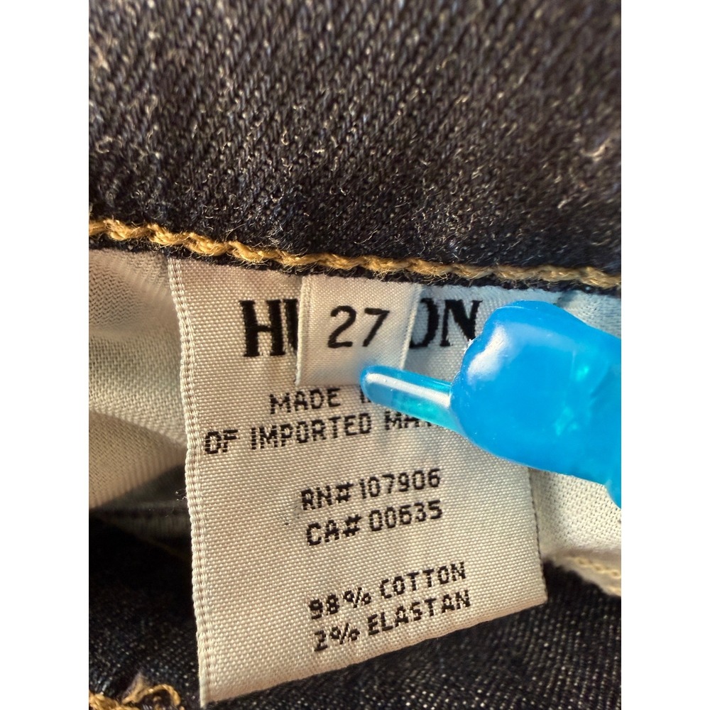 Hudson Crop Muse Skinny Factory Distressed with 5" Cuff Size 28 Dark Wash Jeans - Picture 5 of 14